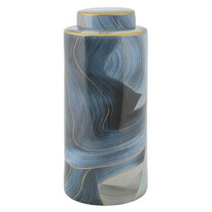 Jarrón de cerámica azul con tapa ø 15x34 cm