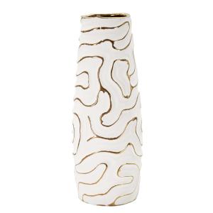 Jarrón de cerámica blanca y dorada ø 14,5x39,5 cm