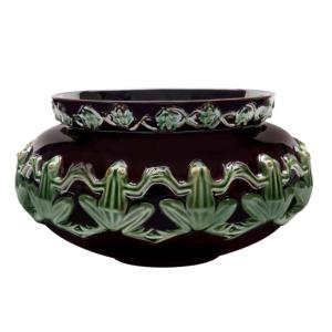 Jarrón de cerámica en barbotina berenjena