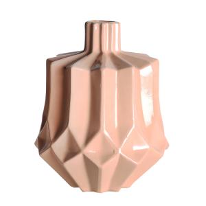Jarrón de cerámica en color rosa palo de 19x19x23cm