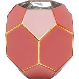 Jarrón de cristal rosa y dorado H17