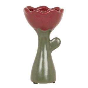 Jarrón de gres verde y rosa Alt. 16 cm