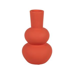Jarrón de loza color mandarina, altura 20 cm