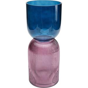 Jarrón de vidrio chapado azul y violeta 40cm