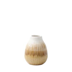 Jarrón decorativo de cerámica amarilla beige y blanca h18