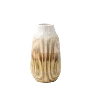 Jarrón decorativo de cerámica amarillo beige y blanco h28