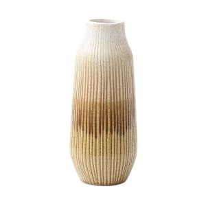 Jarrón decorativo de cerámica amarillo beige y blanco h36