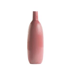 Jarrón decorativo de ceramica rosa intenso 10x32 cm