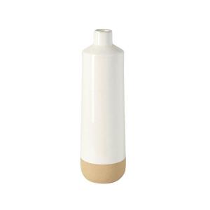 Jarrón decorativo de gres color crema y terracota h75