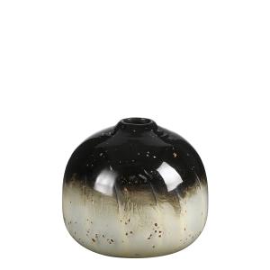 Jarrón decorativo de vidrio crema y negro h16