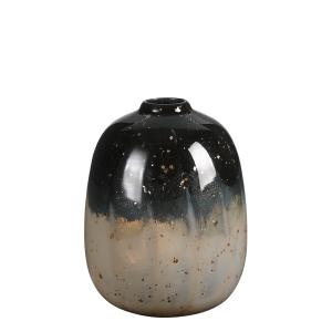 Jarrón decorativo de vidrio crema y negro h21