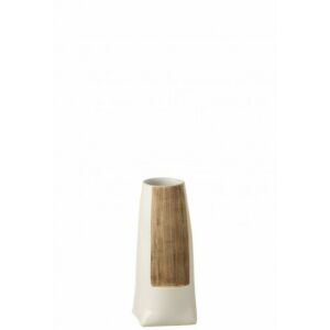 Jarrón ibiza redondo cerámica blanco/marrón alt. 29 cm