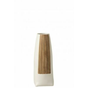 Jarrón ibiza redondo cerámica blanco/marrón alt. 40 cm