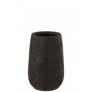 Jarrón irregular rugoso cerámica negro alt. 31 cm