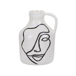 Jarrón para flores 19 cm blanco gres