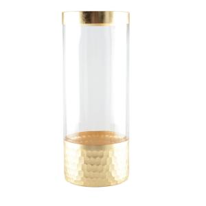 Jarrón transparente y dorado h30cm