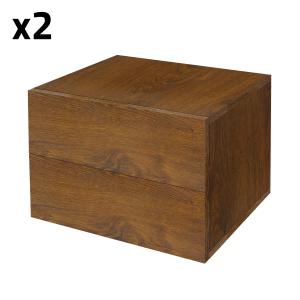 Juego 2x mesitas de noche de pared colgante marrón nogal có…