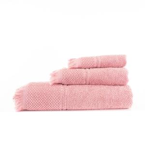 Juego 3 toallas flecos 550 gr/m2 rosa 100% algodón