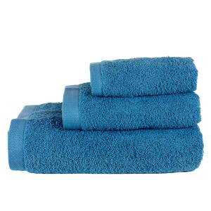 Juego 3 toallas lisas 600 gr/m2 azul oscuro 100% algodón