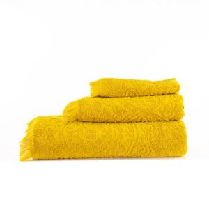 Juego 3 toallas medallón 550 gr/m2 amarillo 100% algodón
