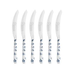 Juego 6 cuchillos de pizza acero inoxidable con mango efect…