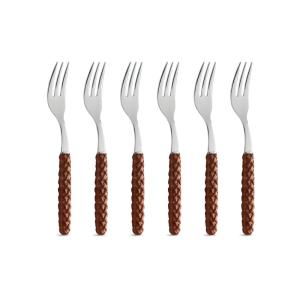 Juego 6 tenedores de postre acero inoxidable con mango efec…