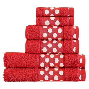 Juego 6 toallas de baño de algodón 450 Gr.  Rojo