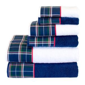 Juego 6 toallas escocés 550 gr/m2 azul marino 100% algodón