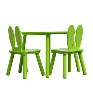 Juego con mesa baja y 2 sillas infantiles de MDF verde