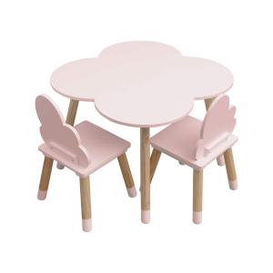 Juego con mesa de centro y 2 sillas para niños de MDF rosa