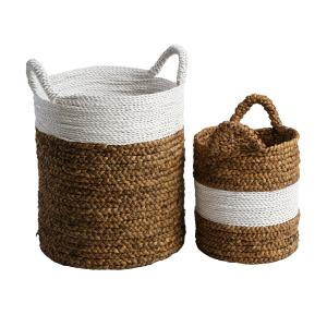 Juego de 2 cestas trenzadas en jacinto de agua l-s