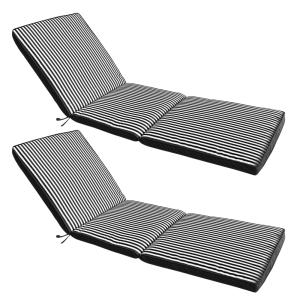 Juego de 2 cojines para tumbona, 186 x 53 cm, color negro