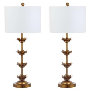 Juego de 2 lamparas de mesa de metal oro/blanco