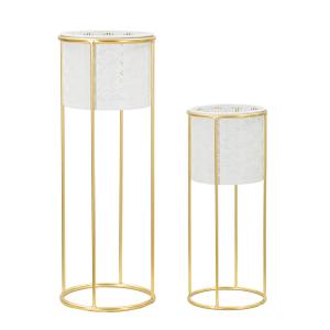 Juego de 2 maceteros de metal blanco ø 17x46-14x34 cm