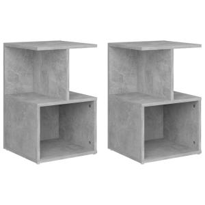 Juego de 2 mesita de noche contrachapada madera gris 35x35x…