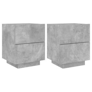 Juego de 2 mesita de noche luces led madera gris 5x40x55 cm