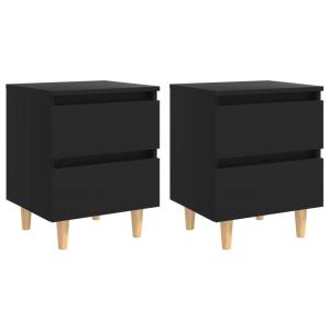 Juego de 2 mesitas de noche con patas madera pino negro 40x…