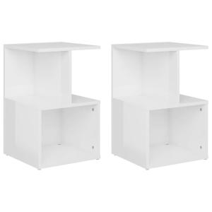 Juego de 2 mesitas de noche contrachapada madera blanco 35x…