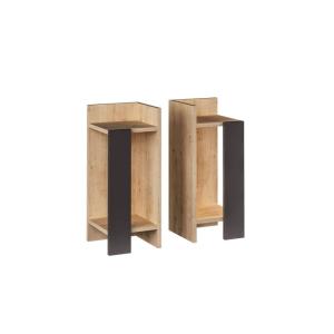Juego de 2 mesitas de noche h60 cm - efecto madera y negro