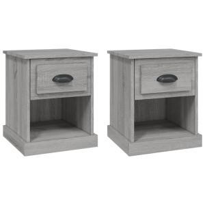 Juego de 2 mesitas de noche madera contrachapada gris 39x39…