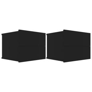 Juego de 2 mesitas de noche madera contrachapada negro 40x3…