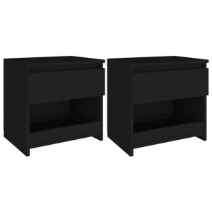 Juego de 2 mesitas de noche madera contrachapada negro 40x3…
