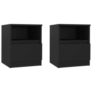 Juego de 2 mesitas de noche madera contrachapada negro 40x4…