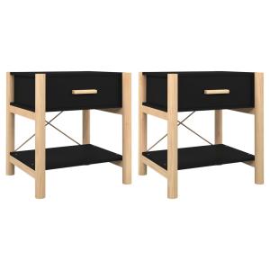 Juego de 2 mesitas de noche madera contrachapada negro 42x3…