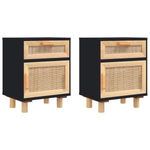 Juego de 2 mesitas de noche madera maciza pino negro 40x30x…