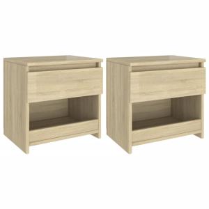 Juego de 2 mesitas de noche madera roble marrón 40x30x39 cm