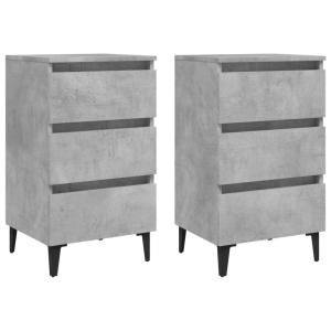Juego de 2 mesitas de noche patas de metal madera gris 40x3…
