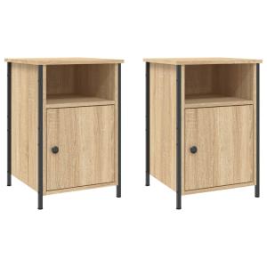 Juego de 2 mesitas noche madera contrachapada cmarrón 40x42…