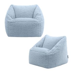 Juego de 2 pufs sillones infantiles de forro polar sherpa a…