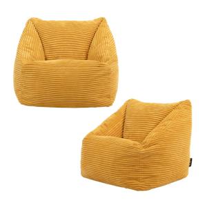 Juego de 2 pufs sillones infantiles de pana amarillo ocre